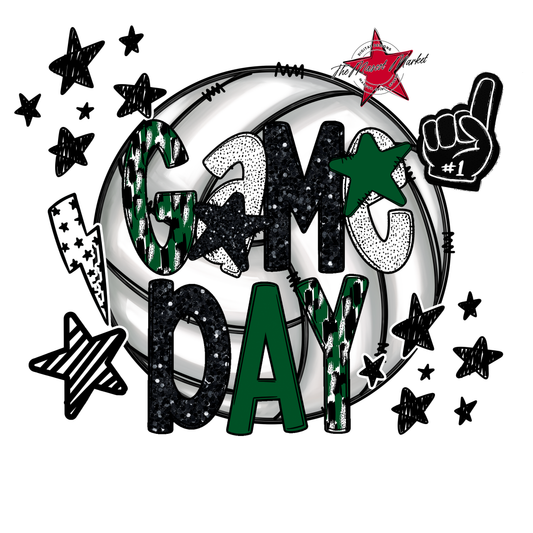 Volleyball Game Day Scrape-Green