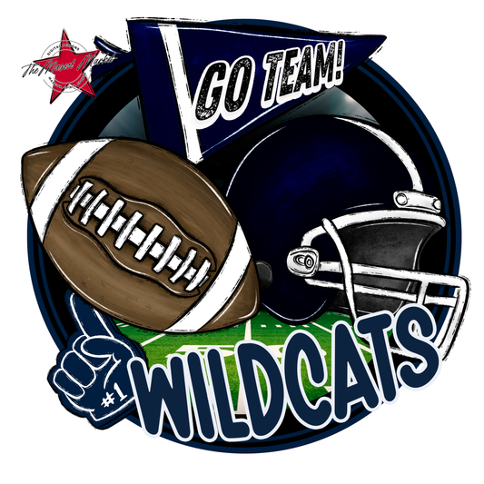 Wildcats Circle Football Design-Navy
