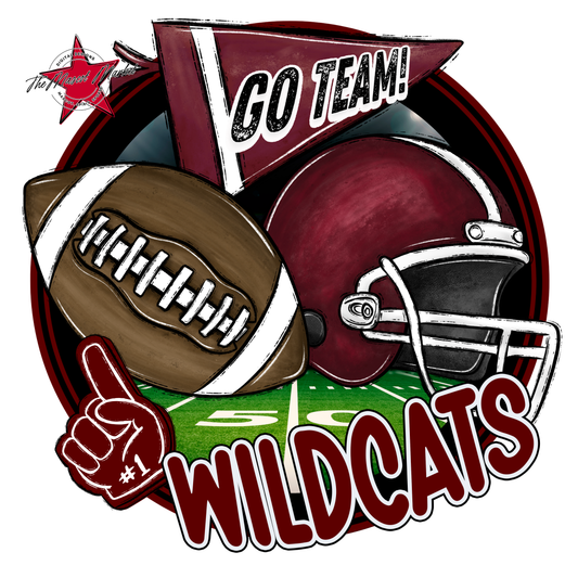 Wildcats Circle Football Design-Maroon