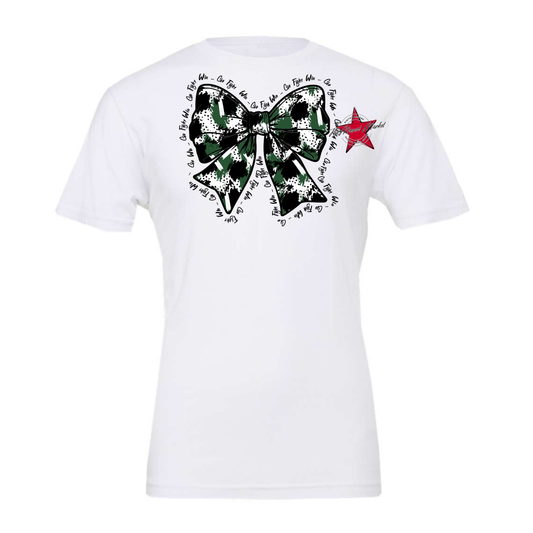 Go, Fight, Win, Splatter Bow Design-Green