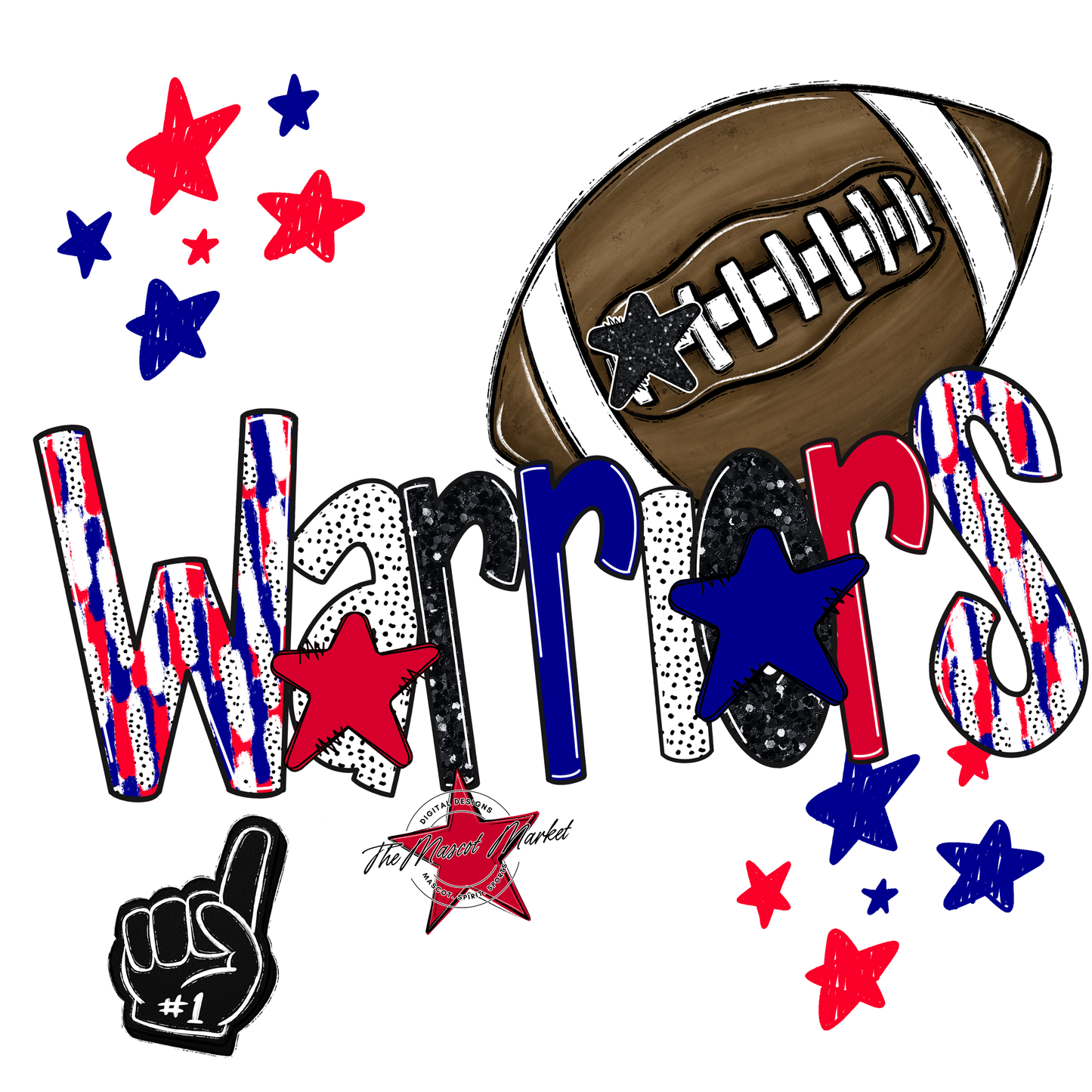 Warriors Football Scrape-Blue-Red