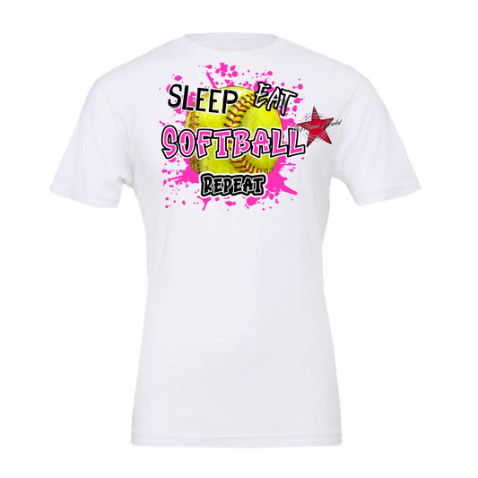 Eat Sleep Softball Repeat-Pink