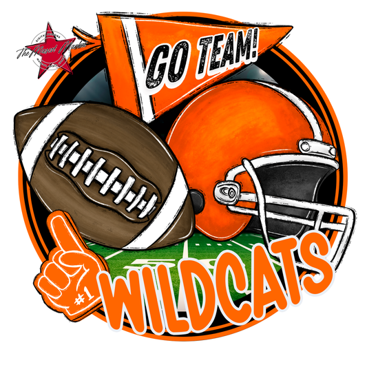 Wildcats Circle Football Design-Orange