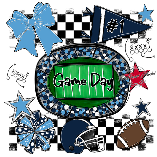 Game Day Checkers Spirit Design-Navy-Carolina Blue