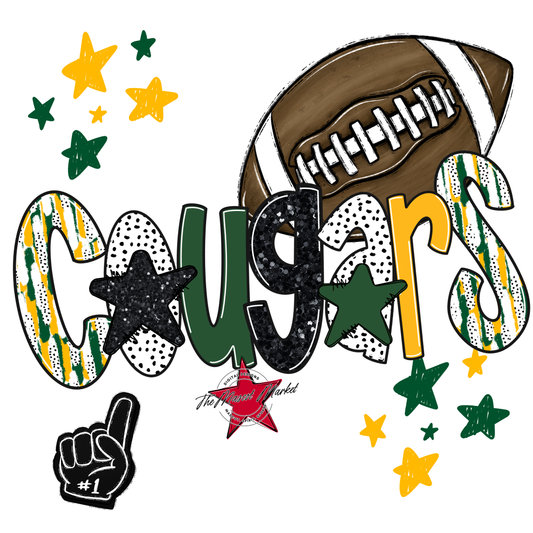 Cougars Football Scrape-Green-Yellow