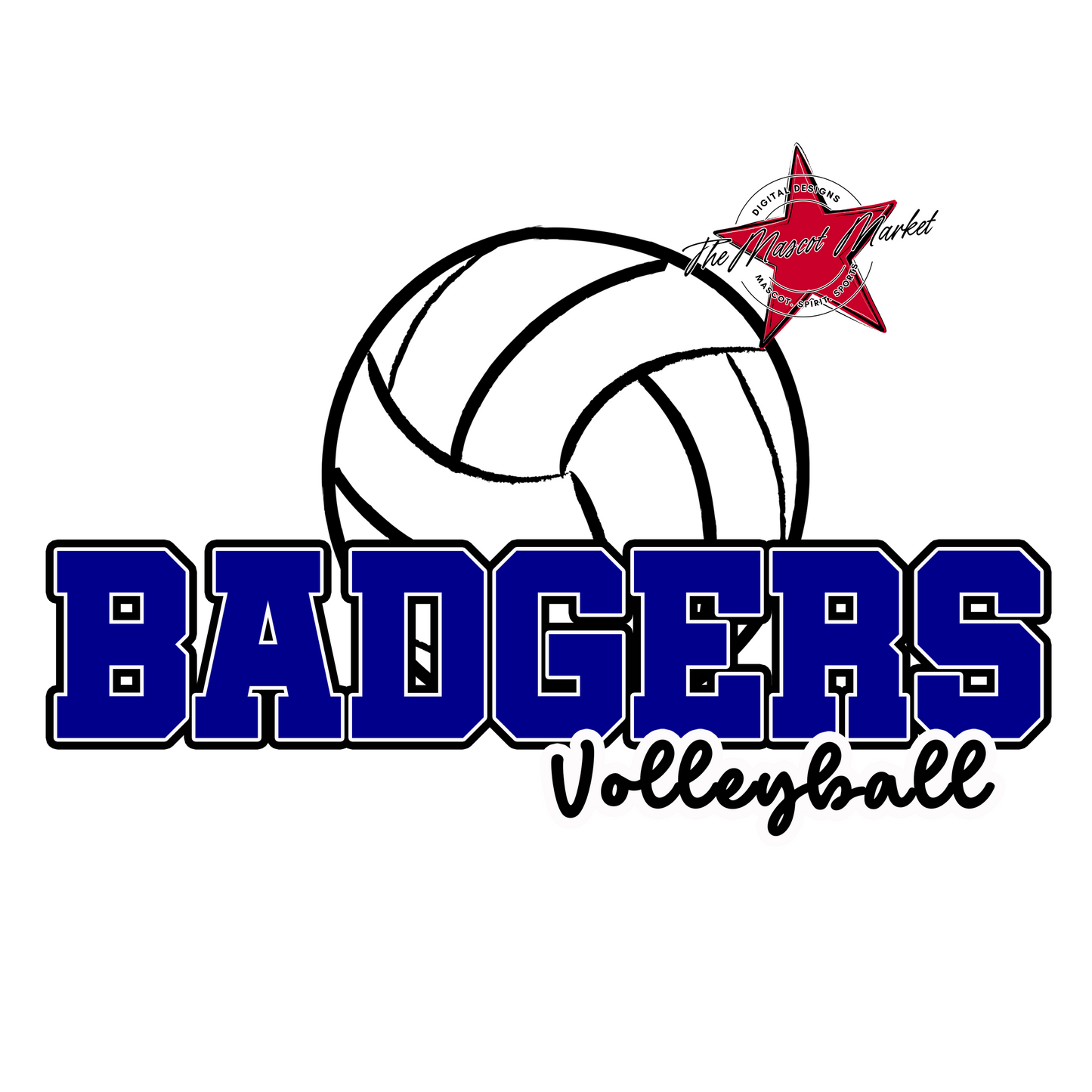 Badgers Volleyball Design-Blue