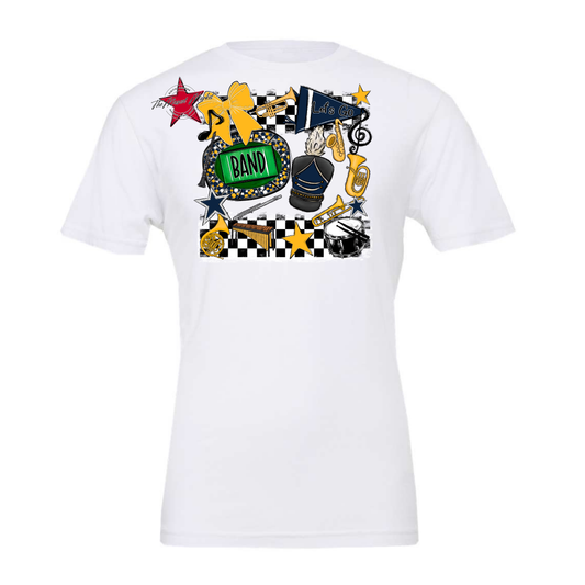 Band Checkers Spirit Design-Navy-Yellow