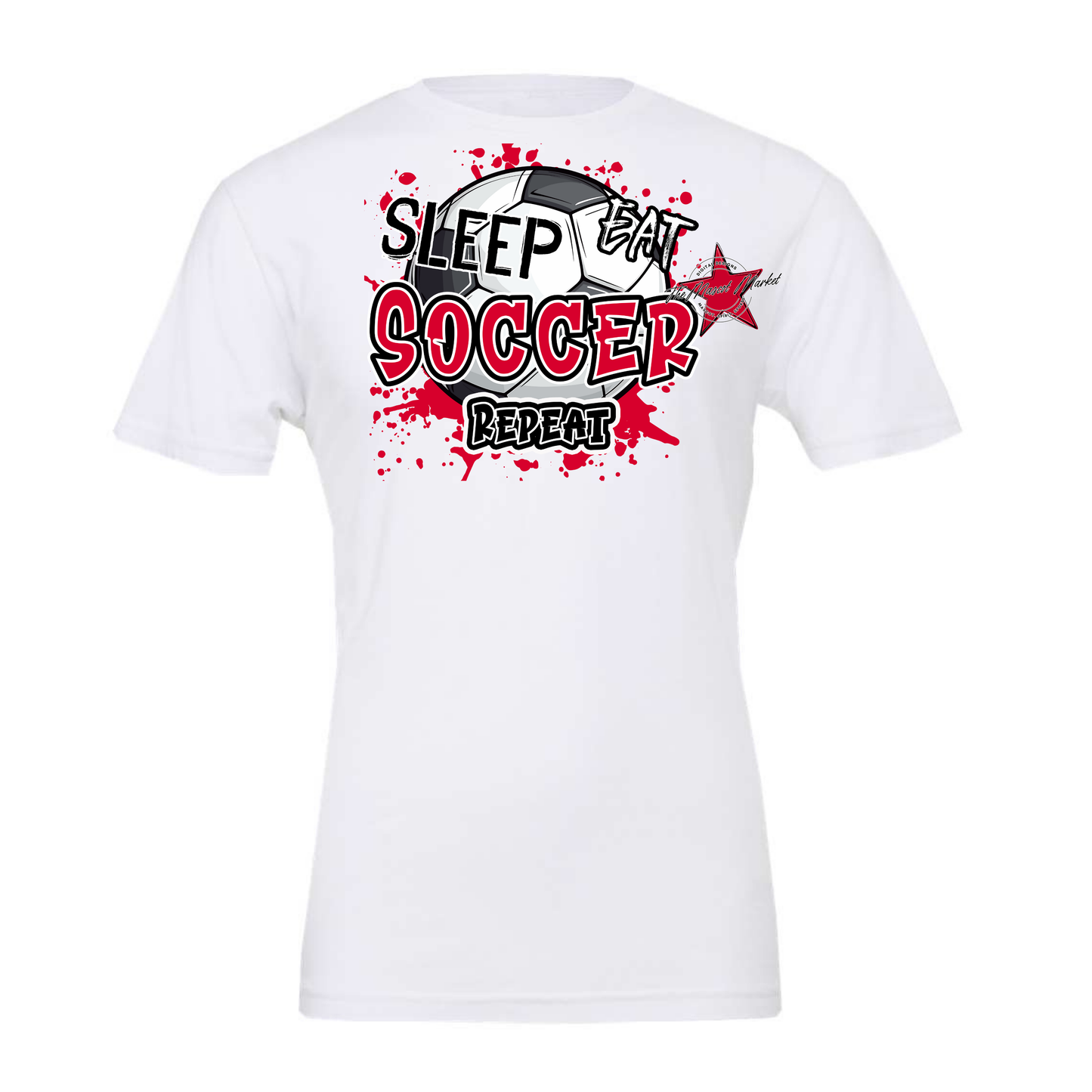 Eat Sleep Soccer Repeat-Red