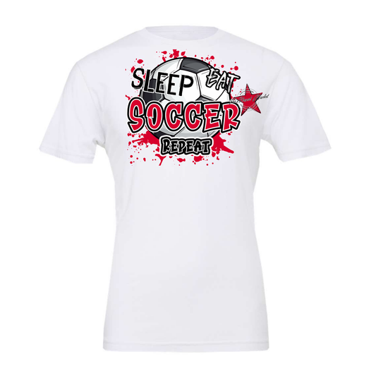 Eat Sleep Soccer Repeat-Red