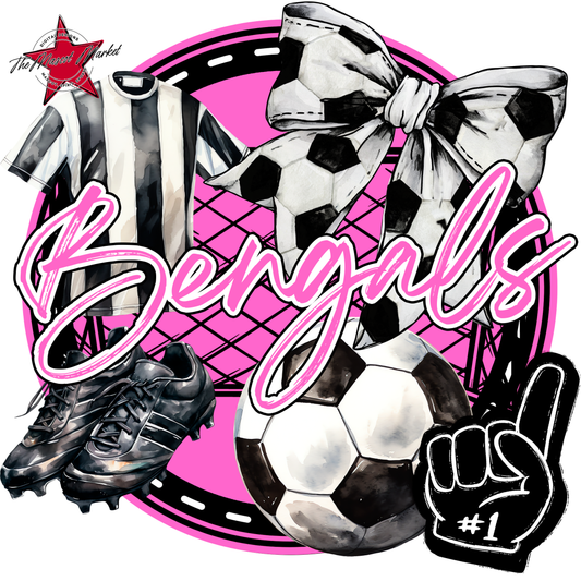 Bengals Circle Soccer Design-Baby Pink