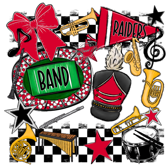 Raiders Band Checkers Design-Red