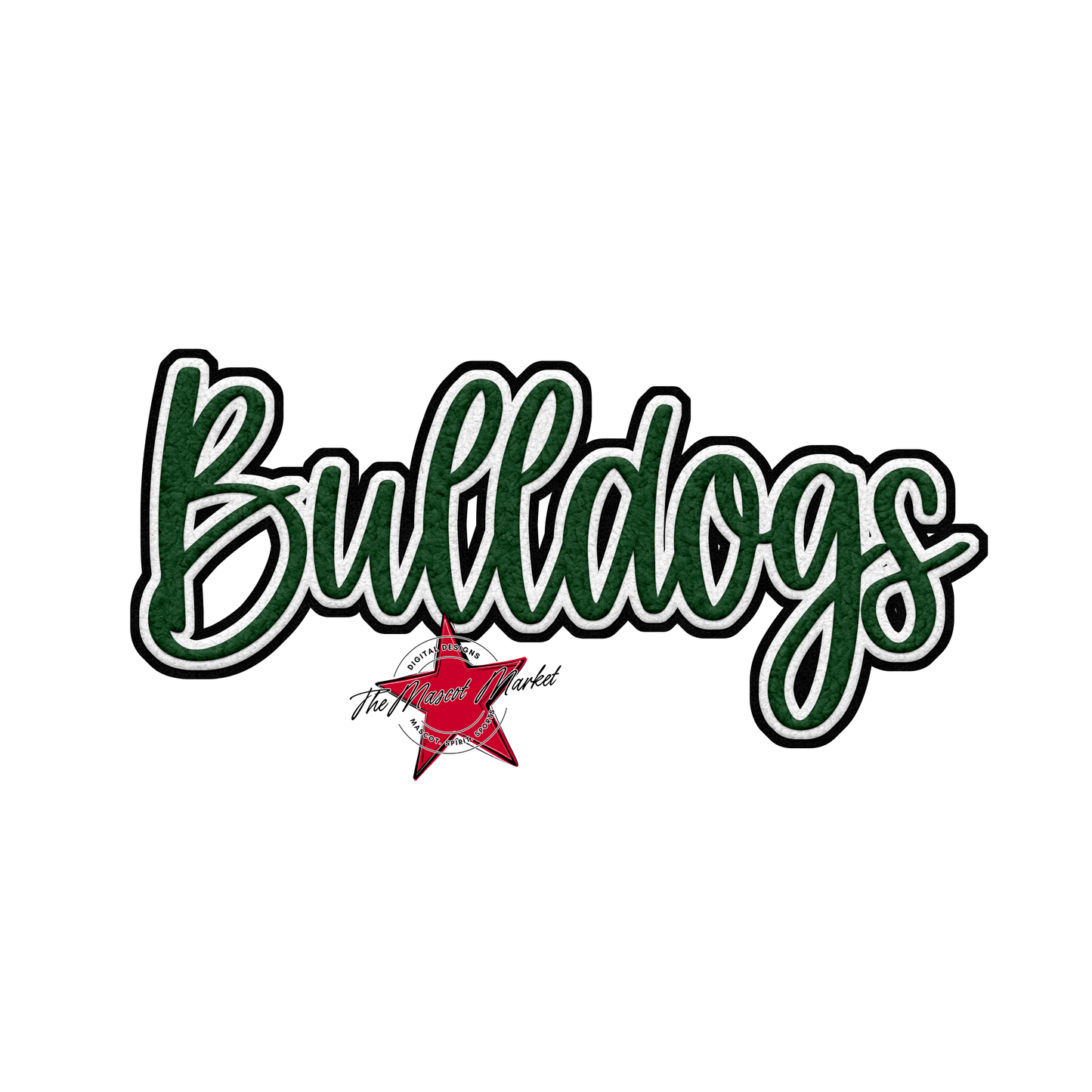 Bulldogs Faux Chenille Patch-Green