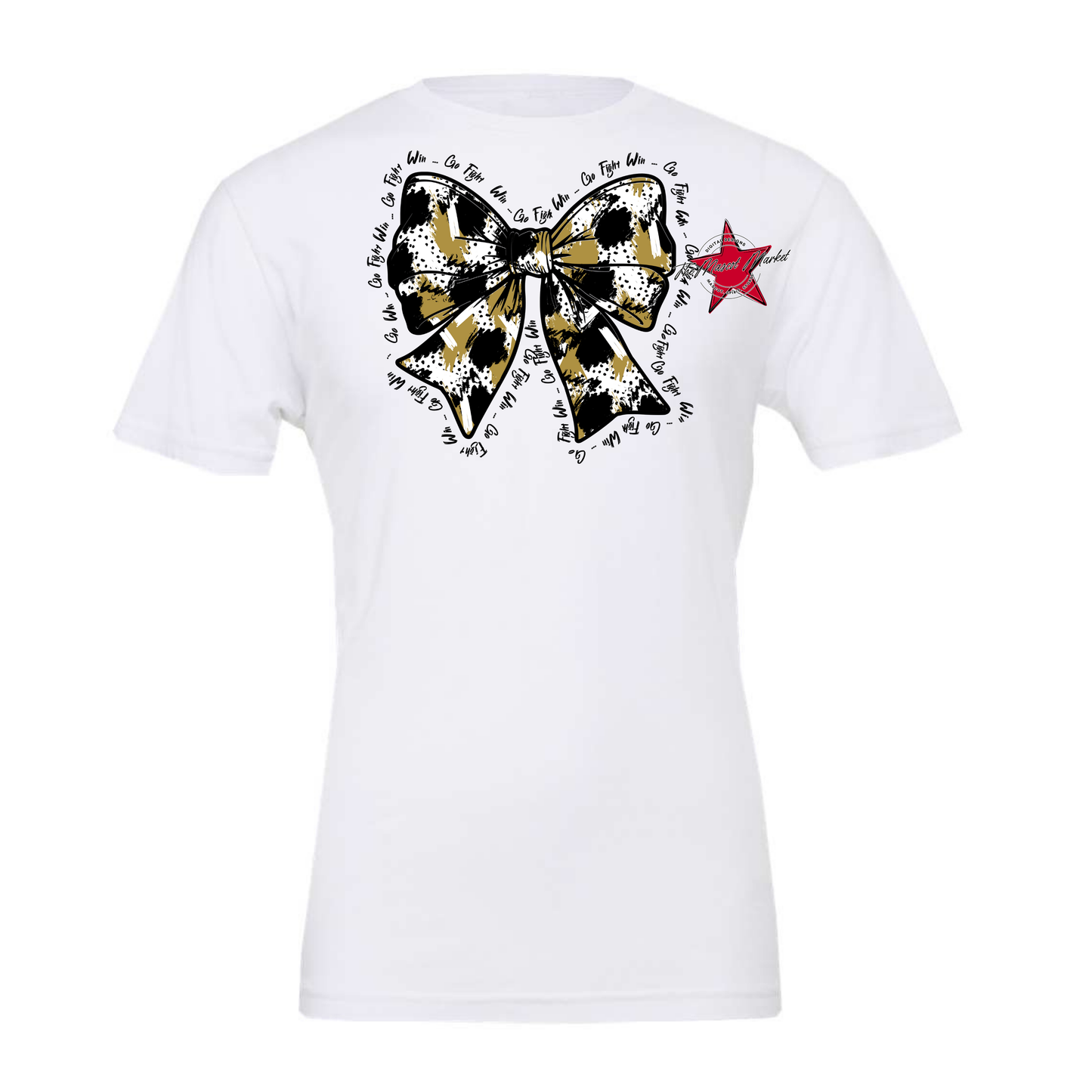 Go, Fight, Win, Splatter Bow Design-Yellow