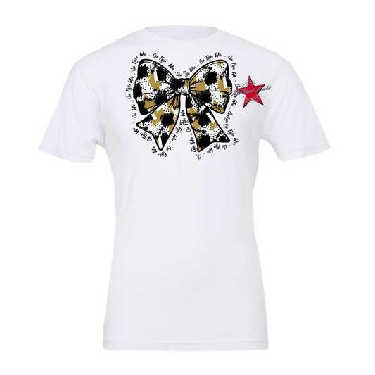 Go, Fight, Win, Splatter Bow Design-Gold