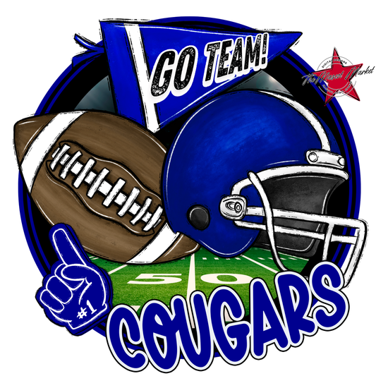Cougars Circle Football Design-Blue