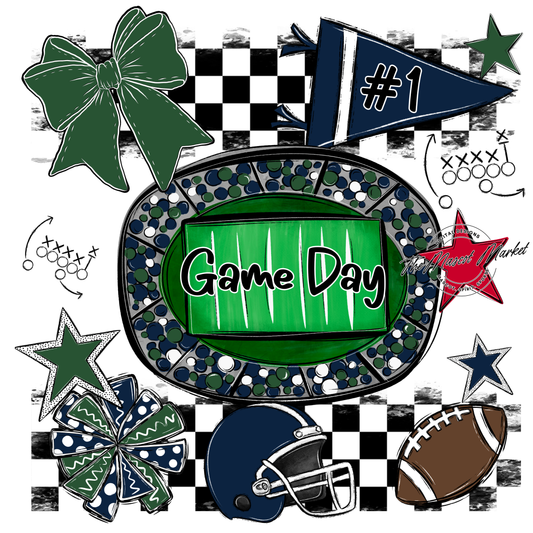 Game Day Checkers Spirit Design-Navy-Green