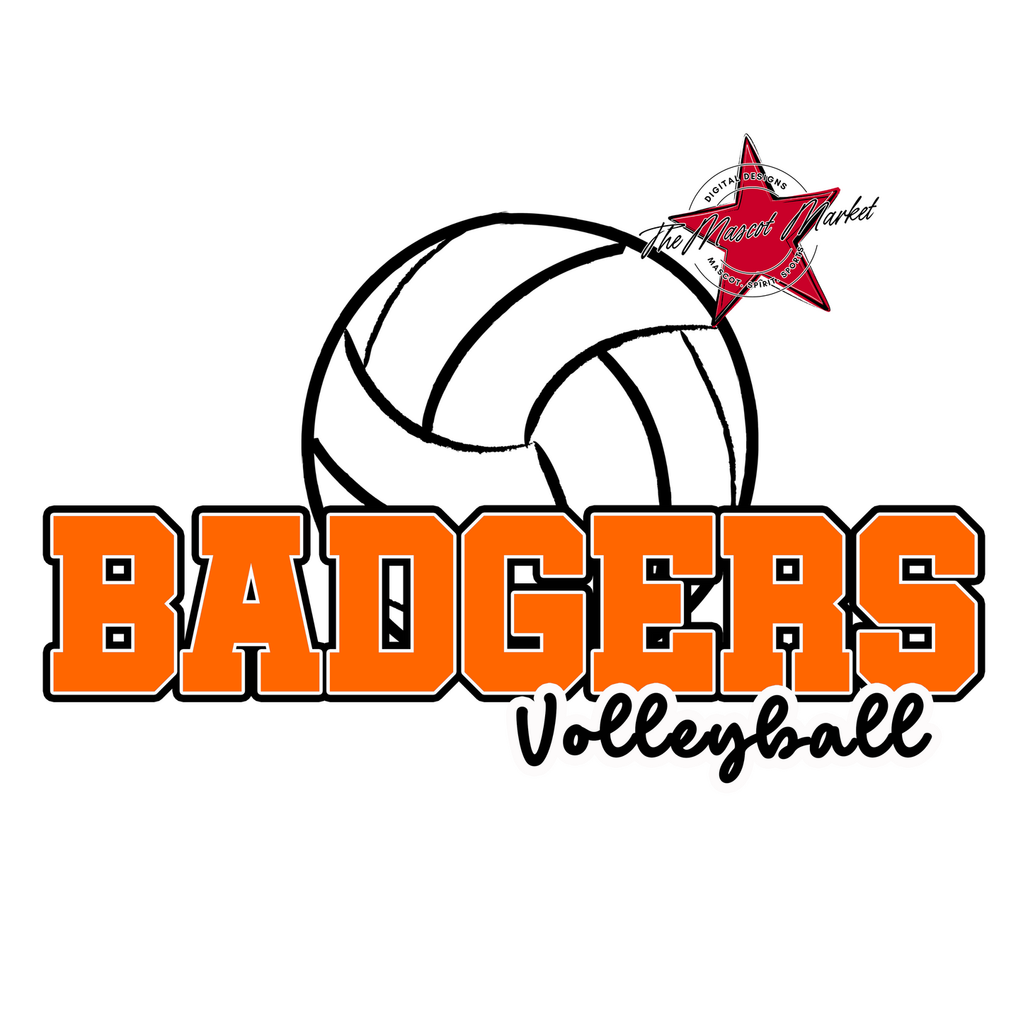 Badgers Volleyball Design-Orange