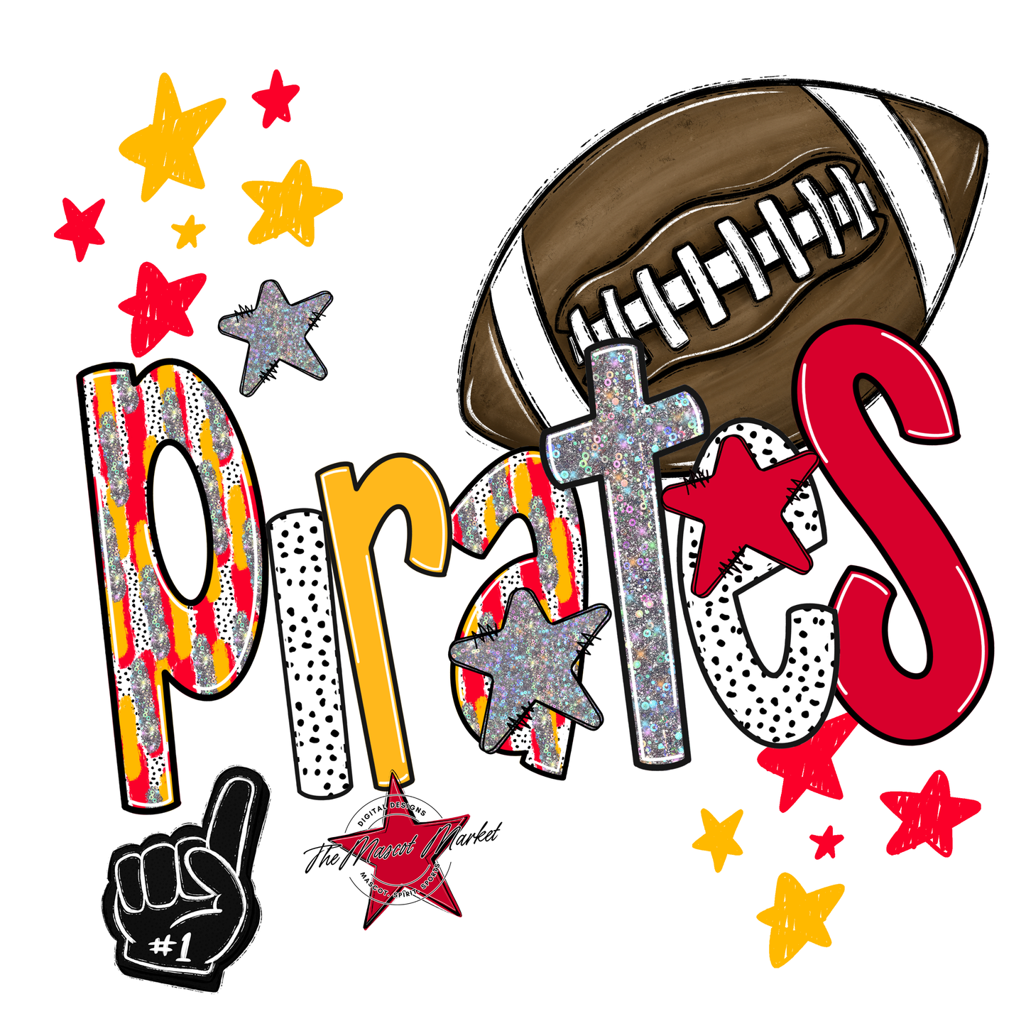 Pirates Football Scrape-Red-Yellow