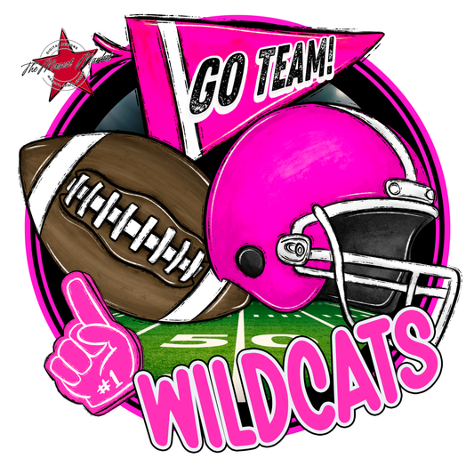 Wildcats Circle Football Design-Pink