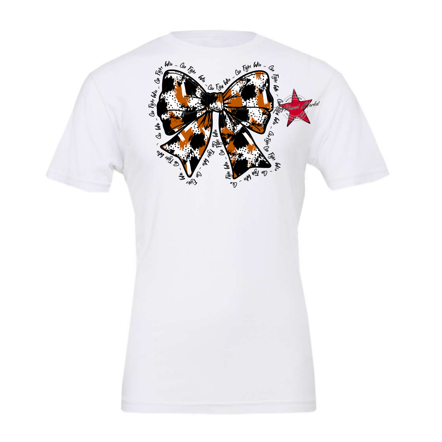 Go, Fight, Win, Splatter Bow Design-Burnt Orange