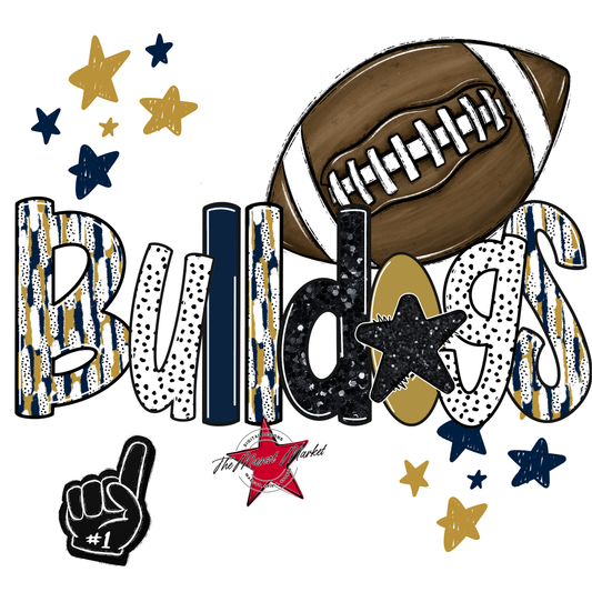 Bulldogs Football Scrape-Navy-Gold