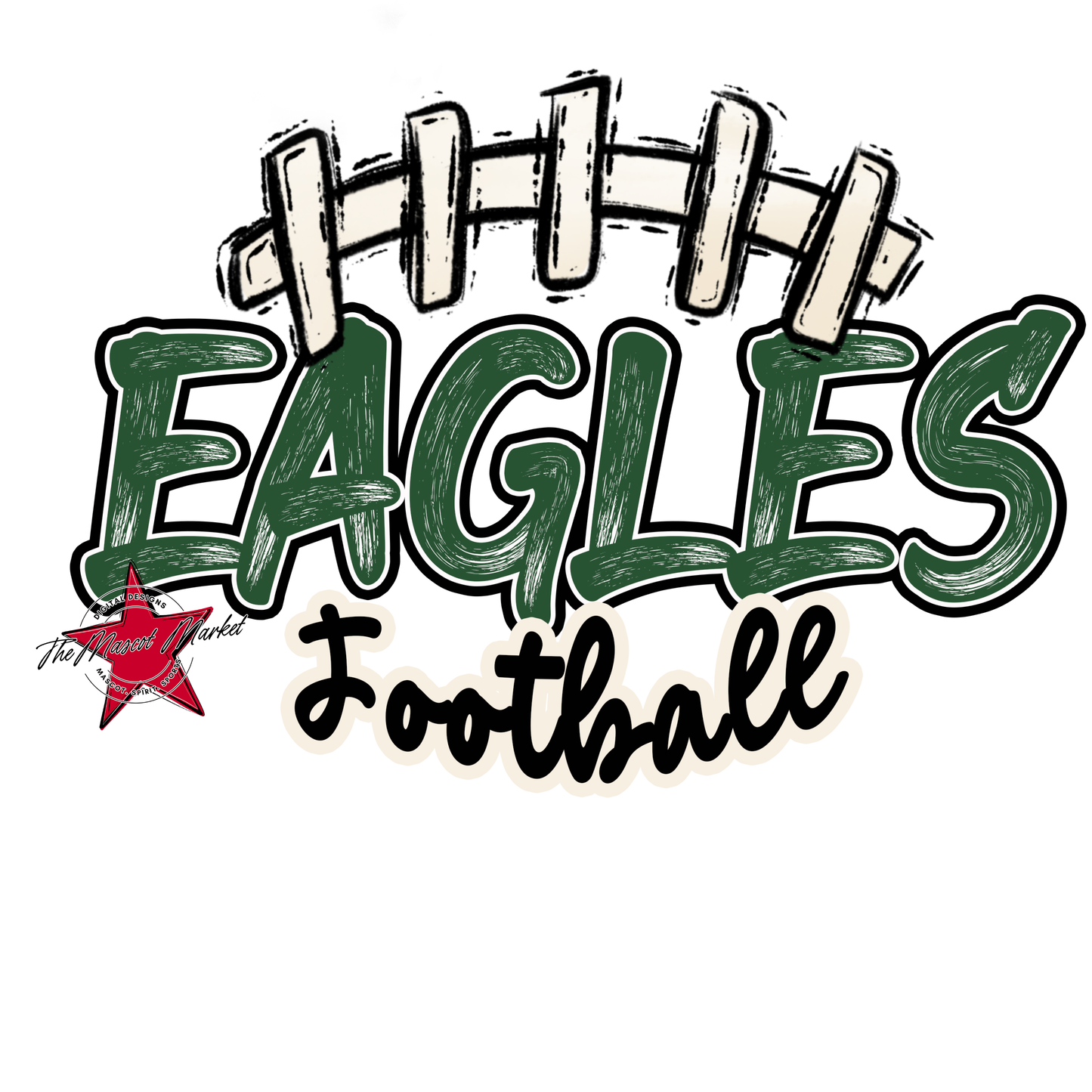 Eagles Scratchy Varsity Football Design-Green