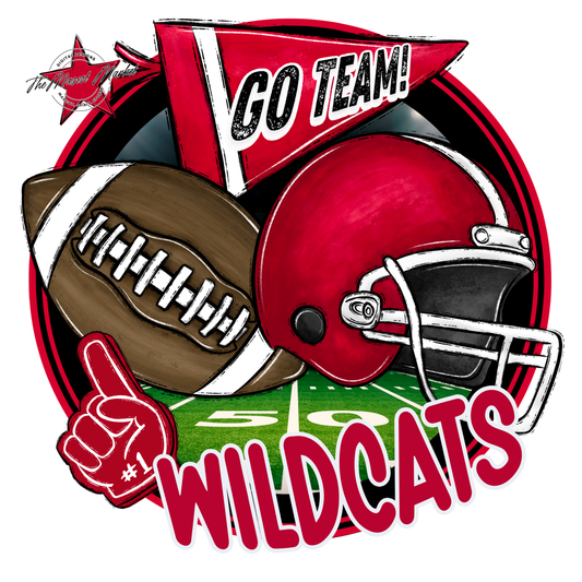 Wildcats Circle Football Design-Red