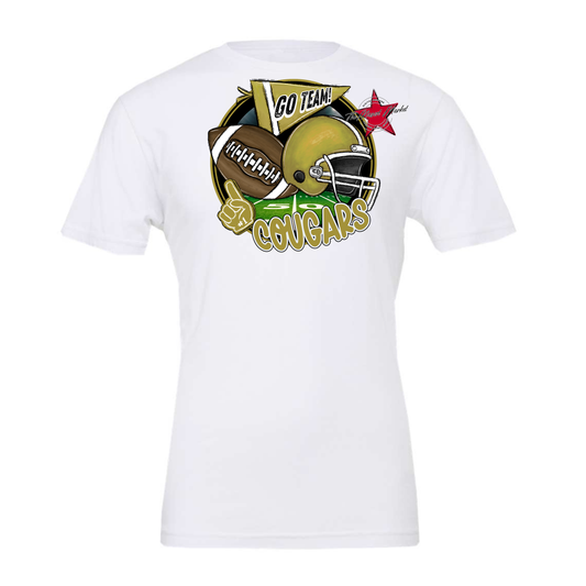 Cougars Circle Football Design-Gold