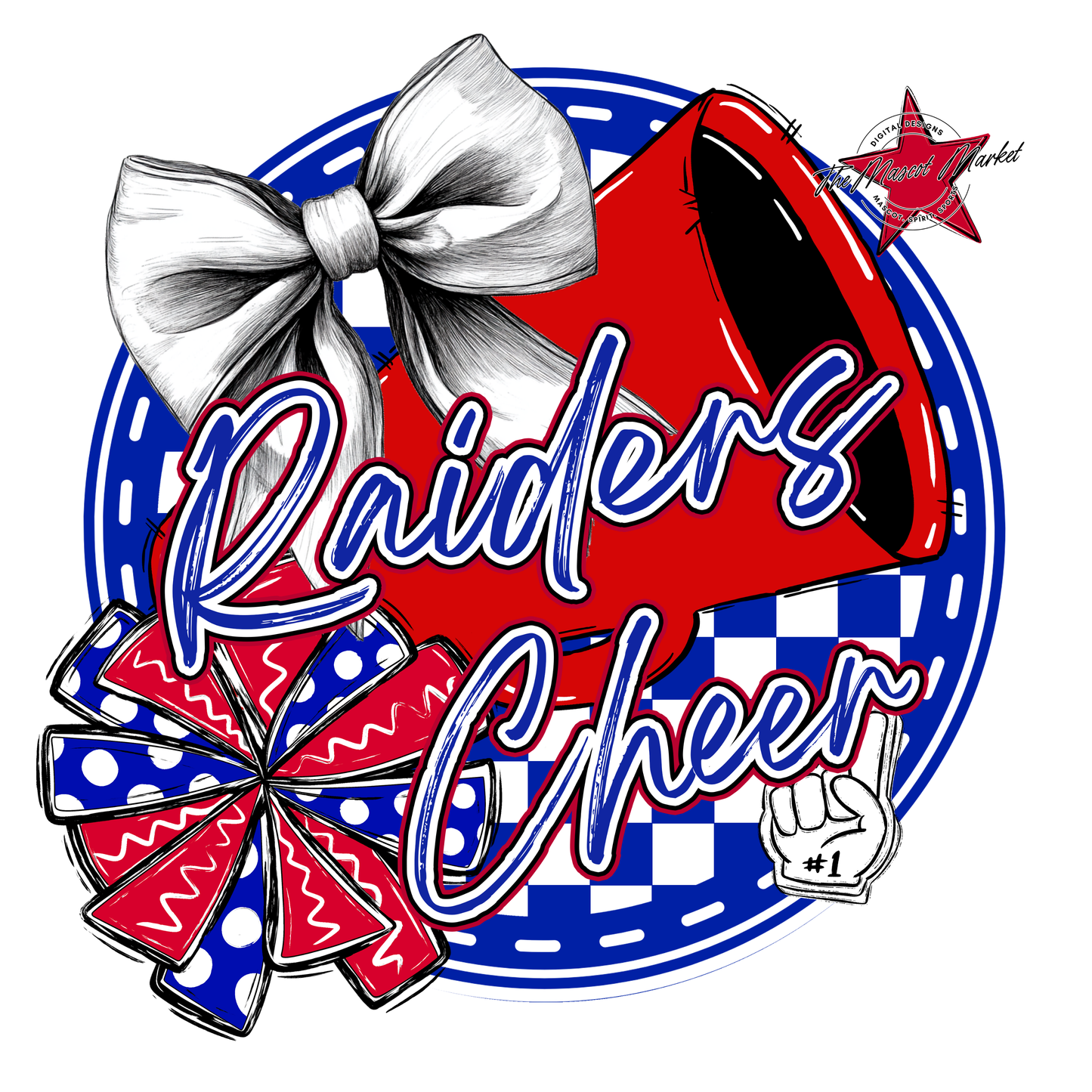 Raiders Circle Cheer Design-Blue-Red