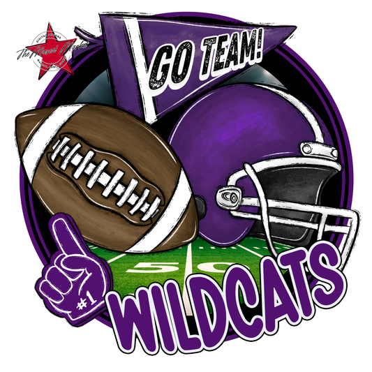 Wildcats Circle Football Design-Purple