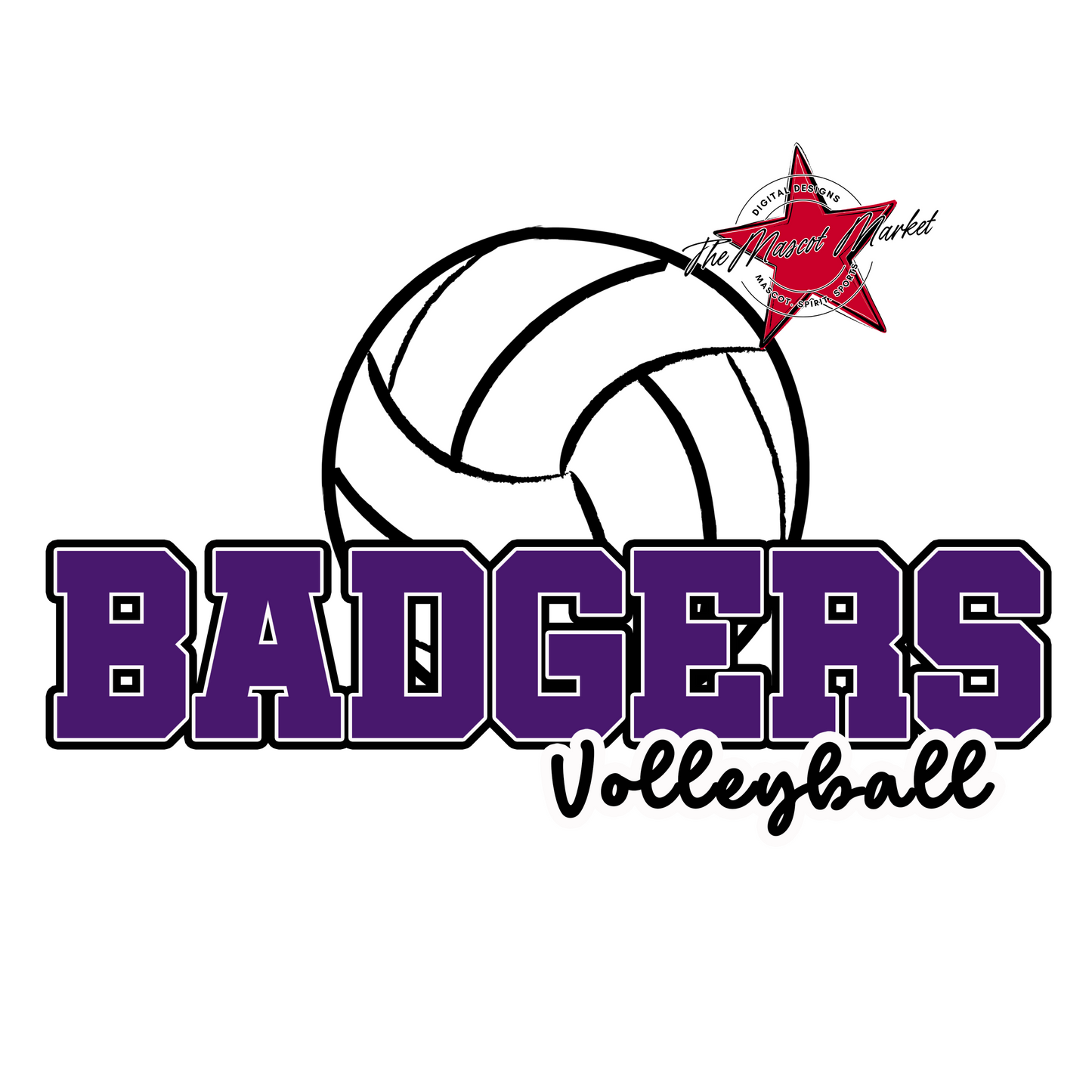 Badgers Volleyball Design-Purple