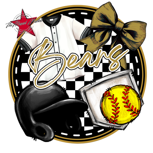 Bears Circle Softball Design-Gold