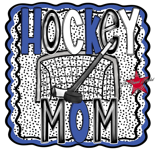 Hockey Mom Dot Design-Off Blue
