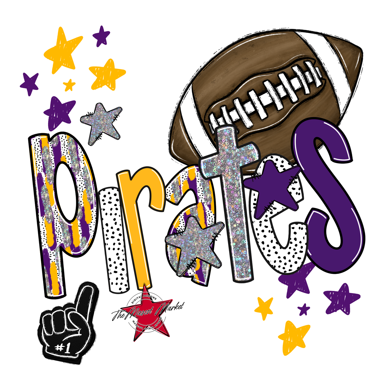 Pirates Football Scrape-Purple-Yellow