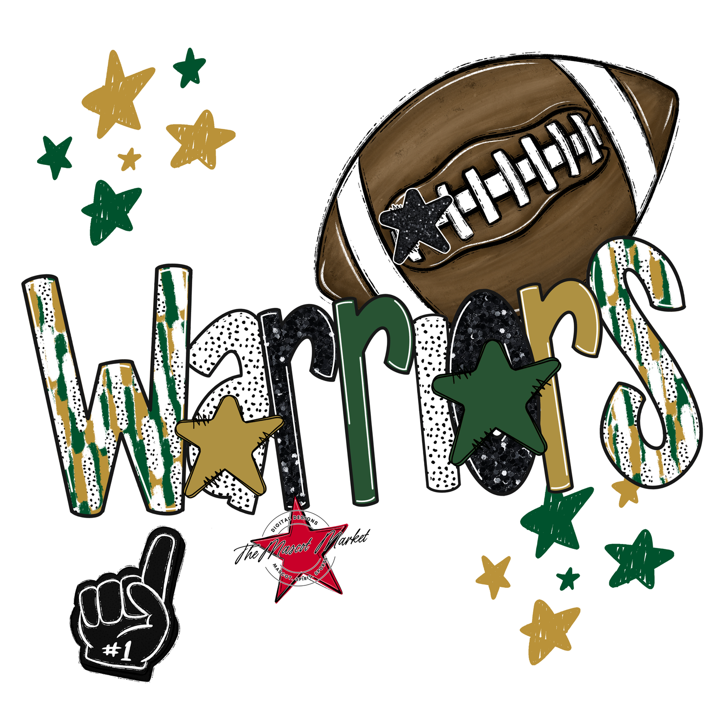 Warriors Football Scrape-Green-Gold