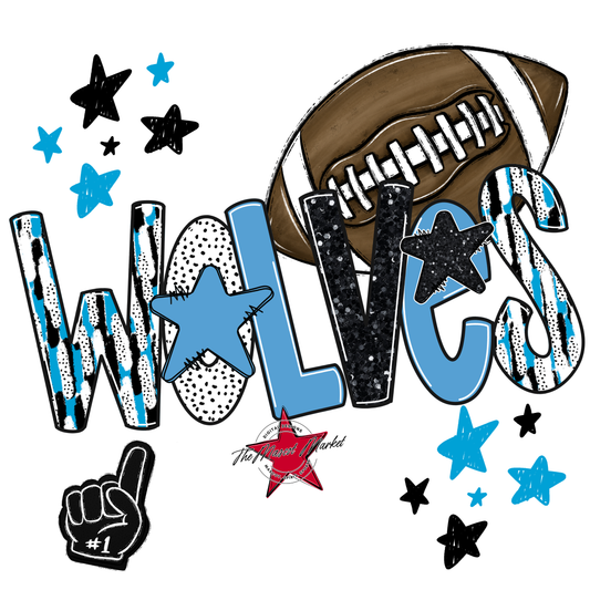 Wolves Football Scrape-Carolina Blue