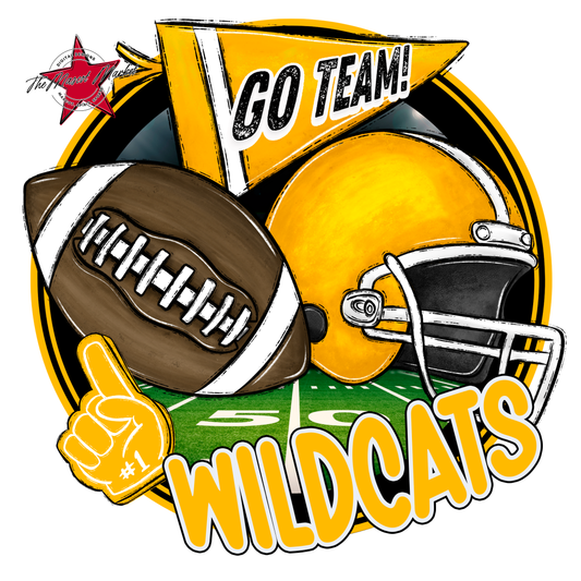 Wildcats Circle Football Design-Yellow