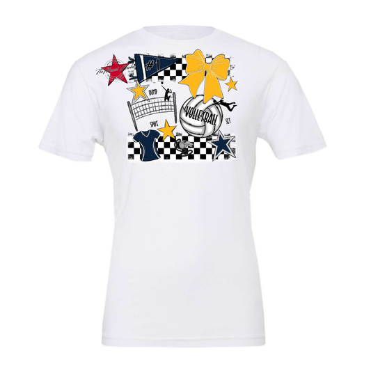 Volleyball Checkers Spirit Design-Navy-Yellow