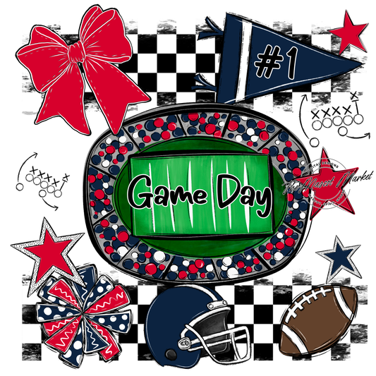 Game Day Checkers Spirit Design-Navy-Red