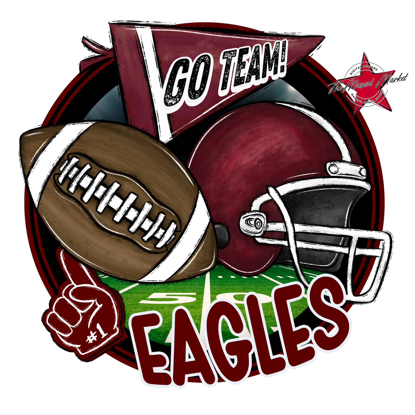 Eagles Circle Football Design-Maroon