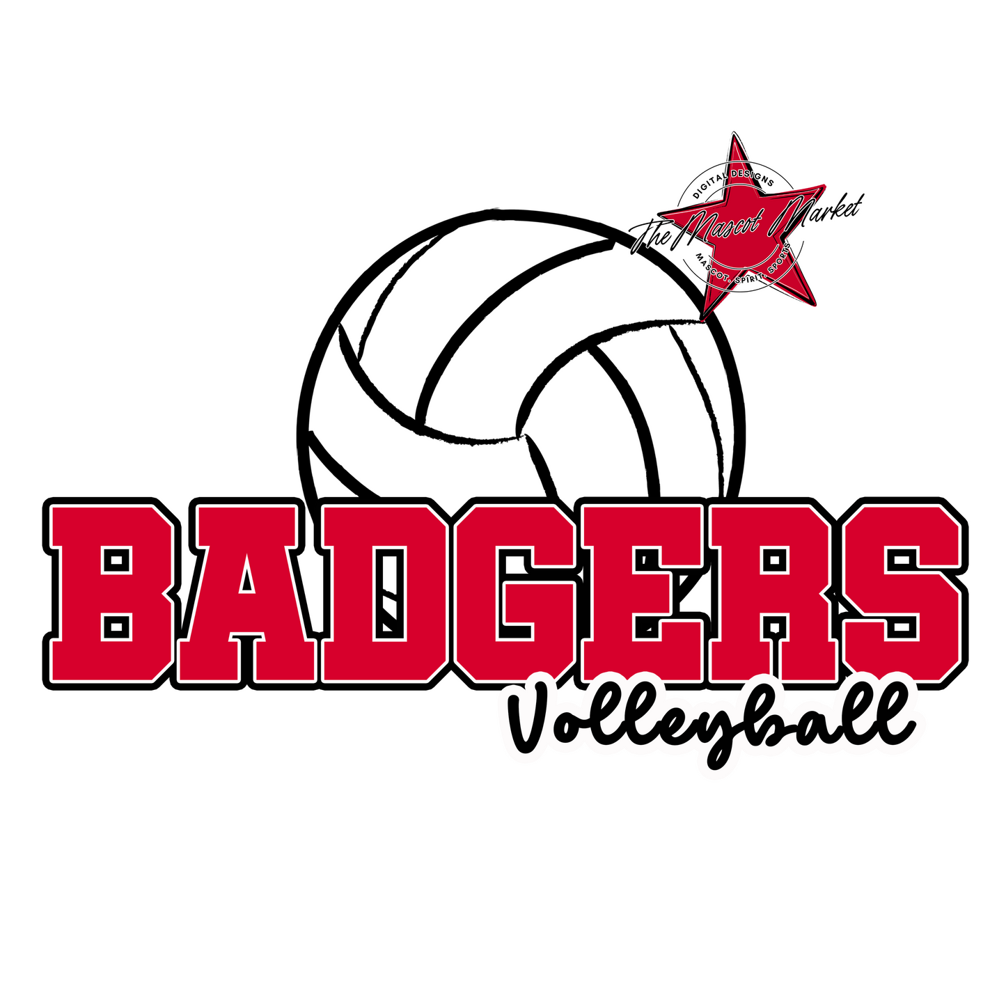 Badgers Volleyball Design-Red