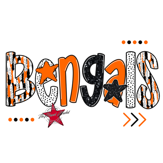Bengals Brushstroke Alpha w Arrows-Orange