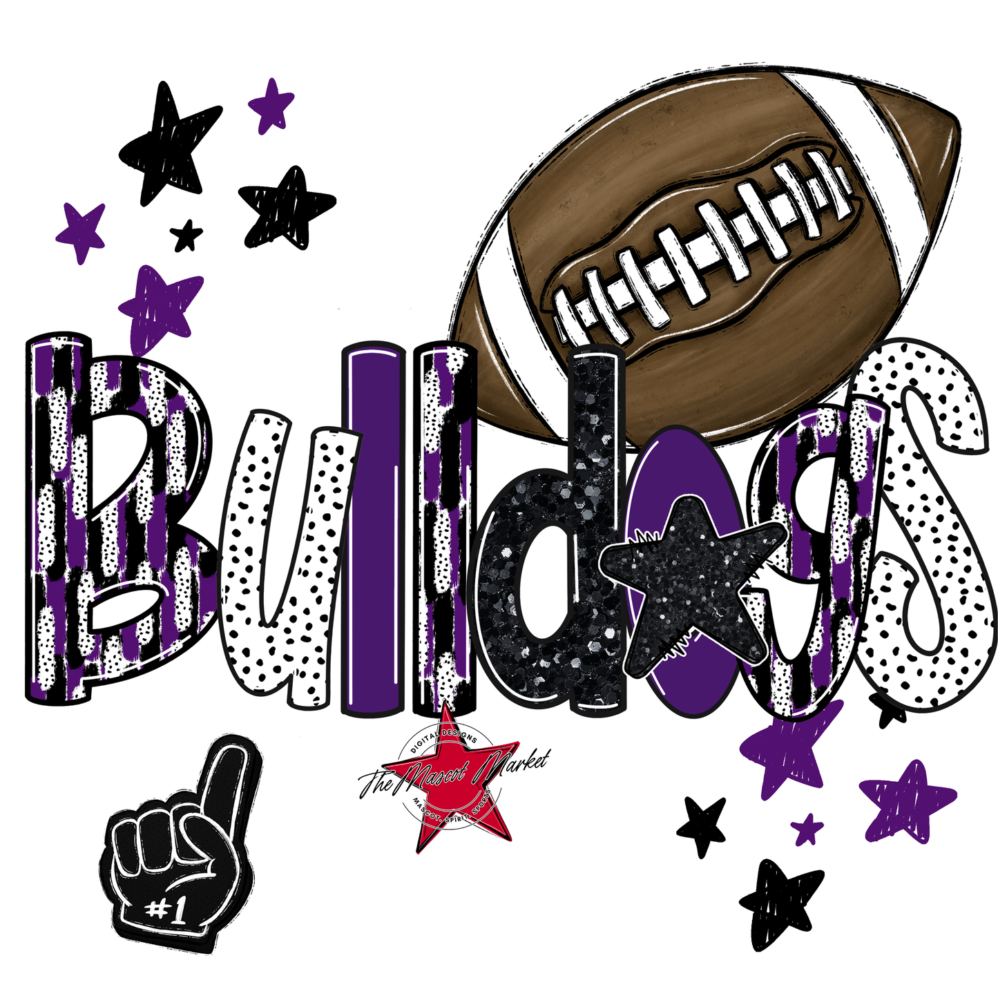 Bulldogs Football Scrape-Purple