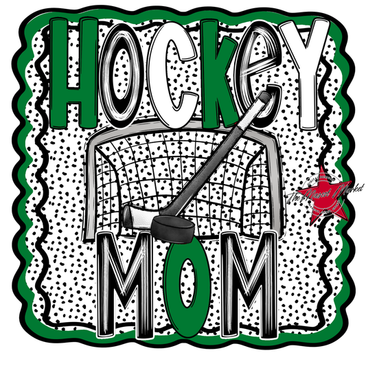 Hockey Mom Dot Design-Kelly Green