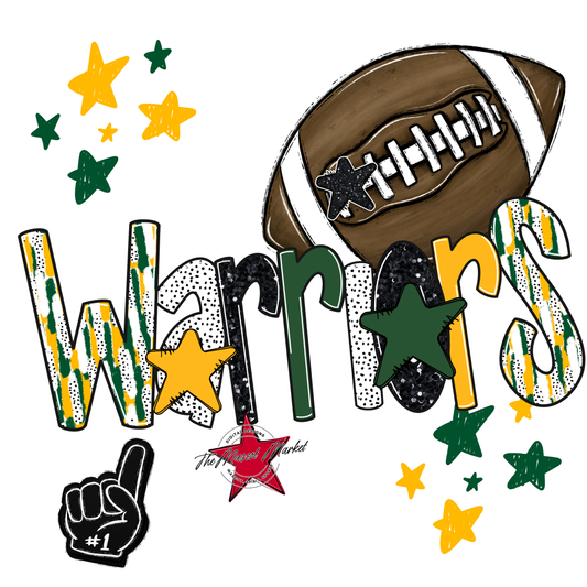 Warriors Football Scrape-Green-Yellow