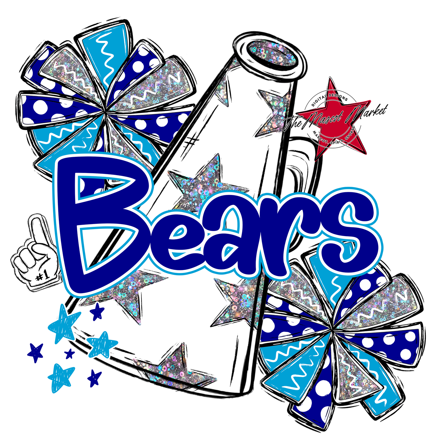 Bears Megaphone Alpha Design-Blue-Carolina Blue