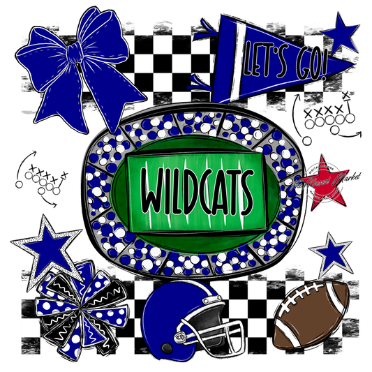 Wildcats Checkers Spirit Design-Blue