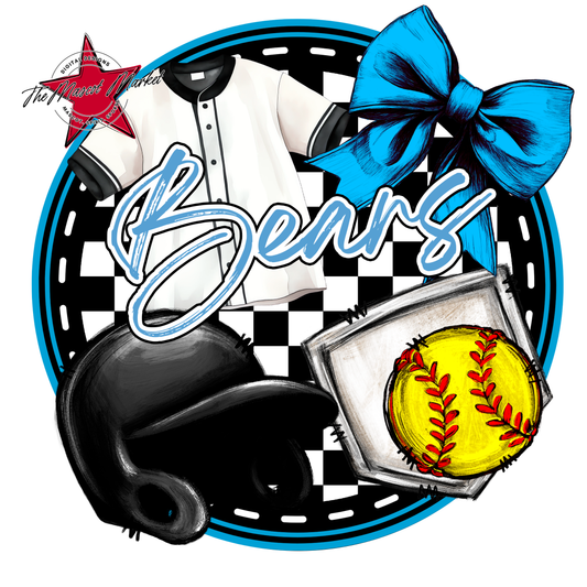 Bears Circle Softball Design-Carolina Blue
