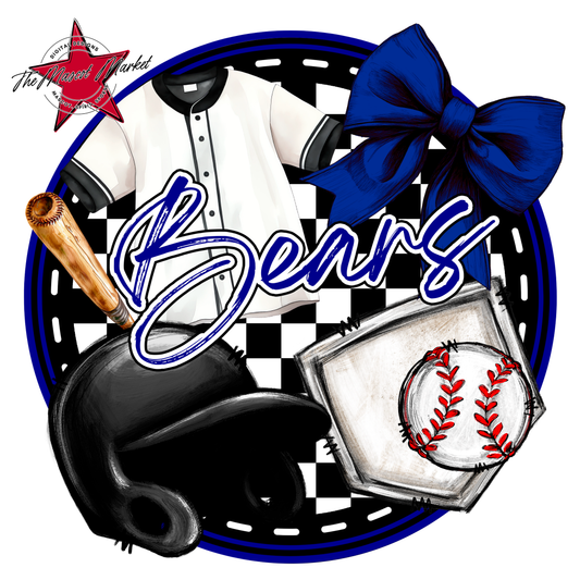 Bears Circle Baseball Design-Blue