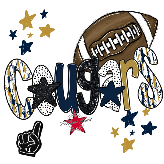 Cougars Football Scrape-Navy-Gold